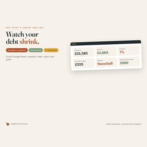 Debt Payoff & Sinking Funds Tracker 2027 by Oddwren